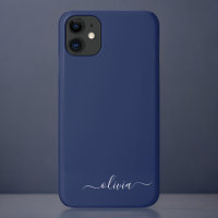 Navy Blue and White Modern Monogram