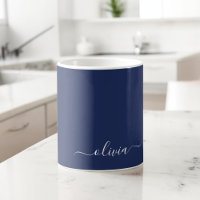 Navy Blue and White Modern Monogram