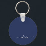 Navy Blue and White Modern Monogram Key Ring<br><div class="desc">Introducing our Navy Blue and White Modern Monogram Collection: Elevate your home decor with our sophisticated collection featuring a contemporary navy blue and white colour scheme. Each piece is meticulously crafted to exude elegance and style, perfect for adding a touch of modern flair to any room. Whether you're looking for...</div>