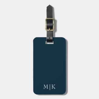 Navy Blue and White | Modern Monogram Luggage Tag