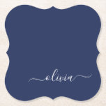 Navy Blue and White Modern Monogram Paper Coaster<br><div class="desc">Introducing our Navy Blue and White Modern Monogram Collection: Elevate your home decor with our sophisticated collection featuring a contemporary navy blue and white colour scheme. Each piece is meticulously crafted to exude elegance and style, perfect for adding a touch of modern flair to any room. Whether you're looking for...</div>