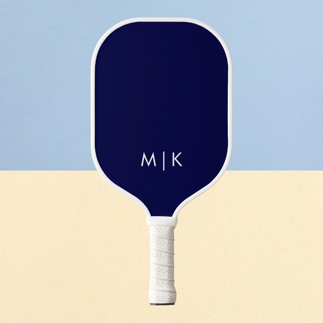 Navy Blue and White | Modern Monogram Pickleball Paddle (Creator Uploaded)
