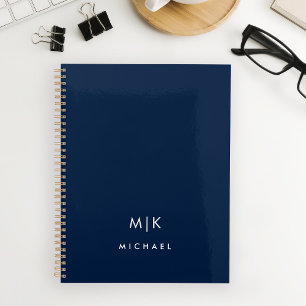 Navy Blue and White   Modern Monogram Planner