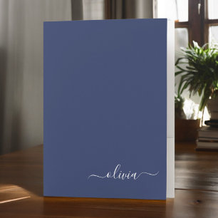 Navy Blue and White Modern Monogram Pocket Folder