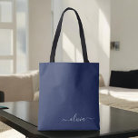 Navy Blue and White Modern Monogram Tote Bag<br><div class="desc">Introducing our Navy Blue and White Modern Monogram Collection: Elevate your home decor with our sophisticated collection featuring a contemporary navy blue and white colour scheme. Each piece is meticulously crafted to exude elegance and style, perfect for adding a touch of modern flair to any room. Whether you're looking for...</div>