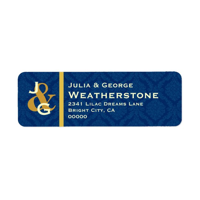 Navy Blue and White Monogram Wedding V005AB3 (Front)