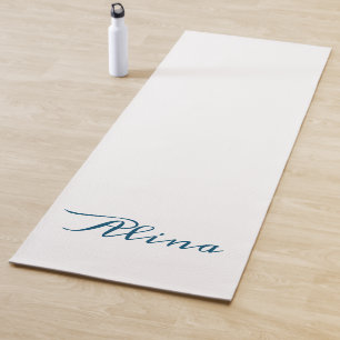 Navy blue and white monogram  yoga mat