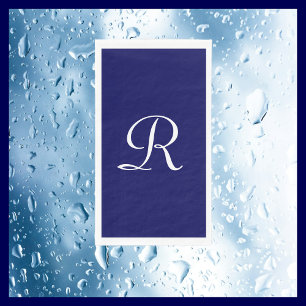 Navy Blue and White Monogrammed Paper Guest Towel Napkin