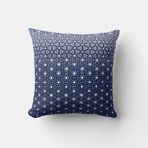 Navy Blue and White Mosaic Cushion