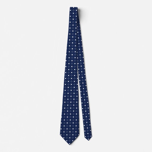 Navy Blue and White Mosaic Tie (Front)