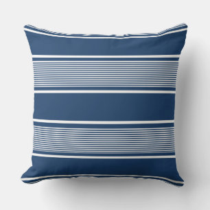 Navy Blue and White Multi Stripe Cushion
