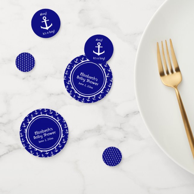 Navy Blue and White Nautical Baby Shower Confetti (Group)