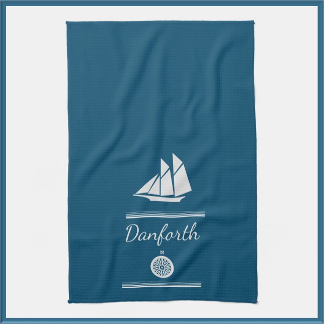 Navy Blue and White Nautical Tea Towel (Creator Uploaded)