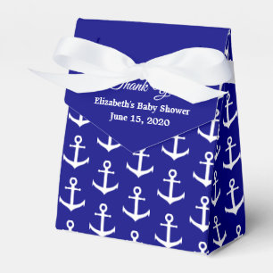 Navy Blue and White Nautical Thank You Favour Box