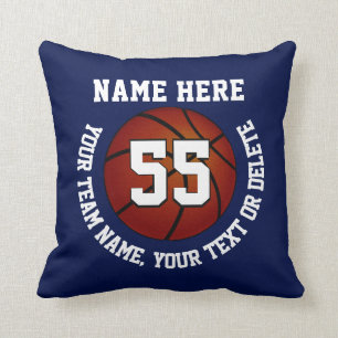 Navy Blue and White Personalised Basketball Pillow