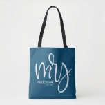 Navy Blue and white personalised Mrs. ESTABLISHED Tote Bag<br><div class="desc">Navy blue and White. Her new favourite tote. The "Mrs." will delight in getting such a thoughtful and functional bag. Complete with established year.</div>
