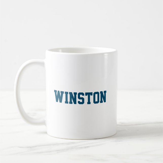 Navy Blue and White Personalised Template Coffee Mug (Left)