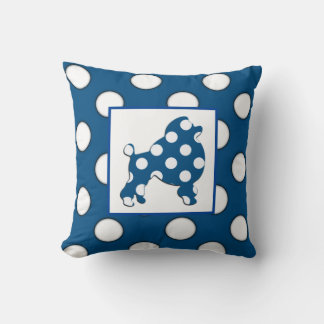 Navy Blue and White Polka Dot Cushion