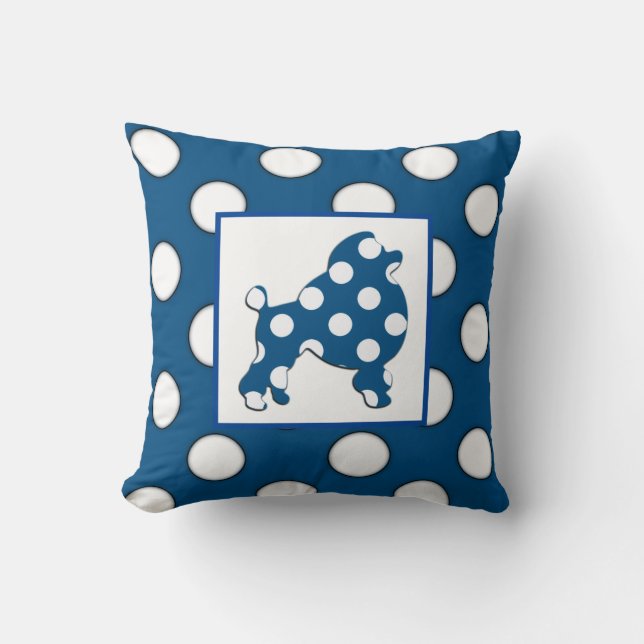 Navy Blue and White Polka Dot Cushion (Front)