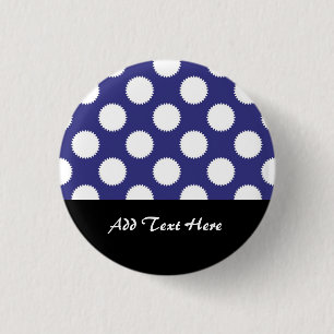 Navy Blue and White Polka Dot Pattern 3 Cm Round Badge