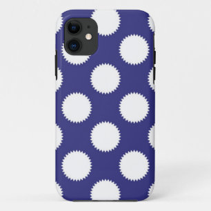 Navy Blue and White Polka Dot Pattern iPhone 11 Case