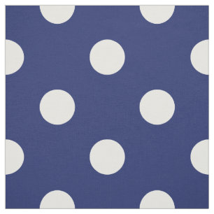Navy Blue and White Polka Dot Pattern Fabric