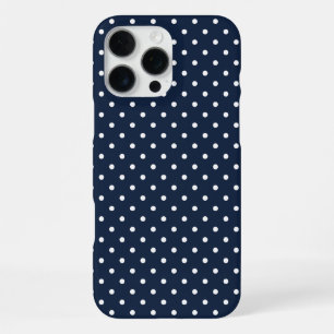 Navy Blue and White Polka Dot Pattern iPhone 16 Pro Max Case