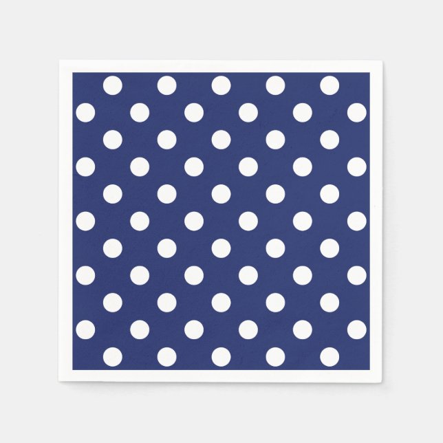 Navy Blue and White Polka Dot Pattern Napkin (Front)
