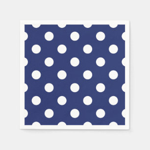 Navy Blue and White Polka Dot Pattern Napkin