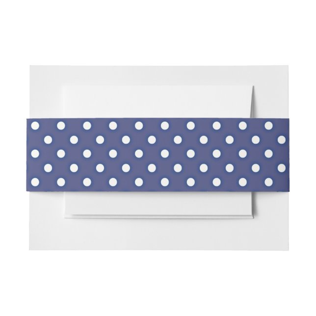 Navy Blue and White Polka Dots Invitation Belly Band (Front Example)