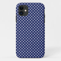 Navy Blue and White Polka Dots Pattern