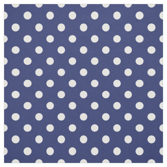 Navy Blue and White Polka Dots Pattern Fabric (Swatch)