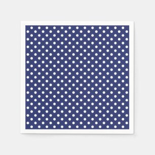 Navy Blue and White Polka Dots Pattern Napkin