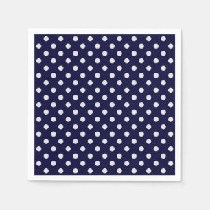 Navy Blue and White Polka Dots Pattern Napkin
