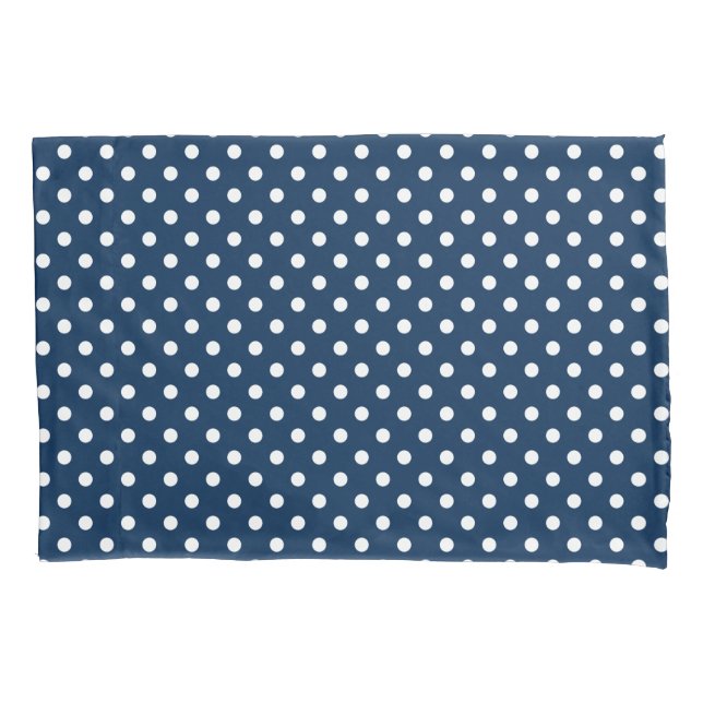 Navy blue and white polka dots pillowcase cover (Front)