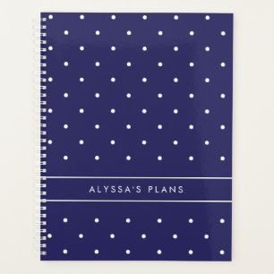 Navy Blue and White Polka Dots Planner