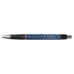 Navy Blue And White Polka Dots With Name