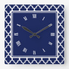 Navy Blue and White Quatrefoil Pattern