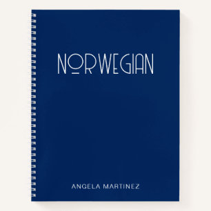 Navy Blue and White Retro Style Language Study Notebook