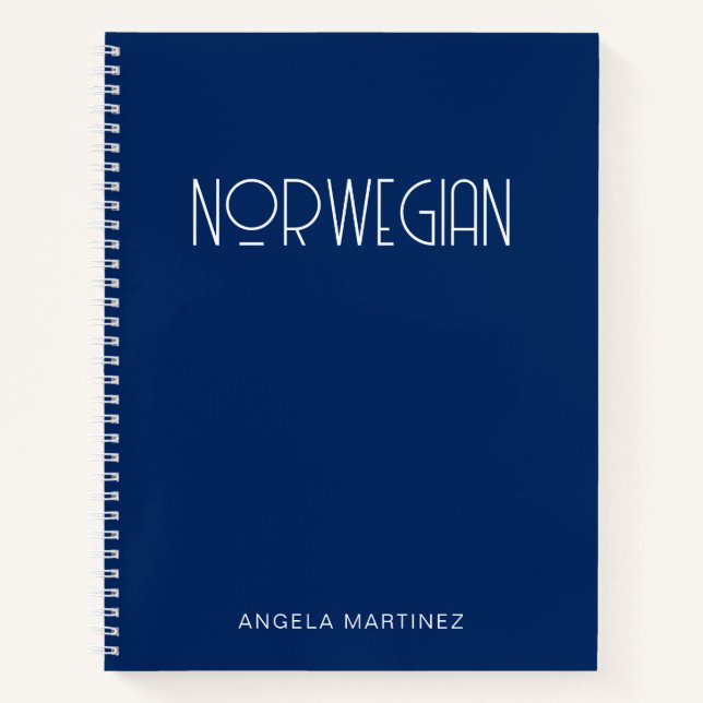 Navy Blue and White Retro Style Language Study Notebook (Front)