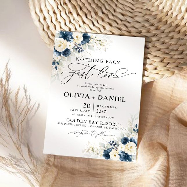 Navy Blue and White Roses Bridal Shower Invitation (Creator Uploaded)