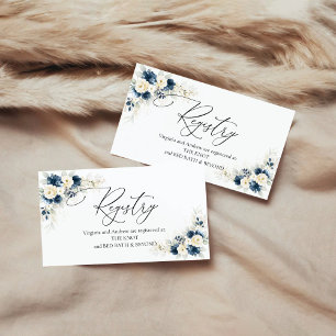Navy Blue and White Roses Bridal Shower Registry  Enclosure Card