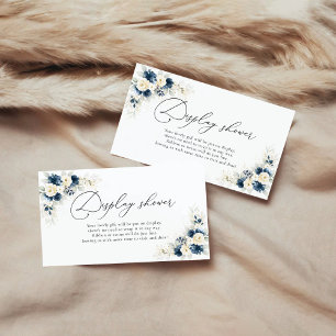 Navy Blue and White Roses Display Shower Enclosure Card