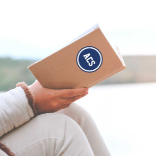 Navy Blue and White School Colours Classic Round Sticker