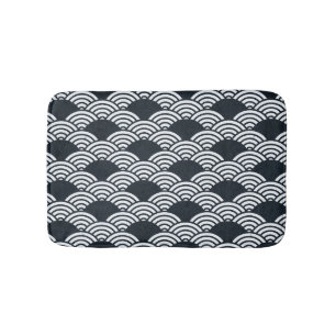 Navy blue and white Seigaiha waves pattern Bath Mat