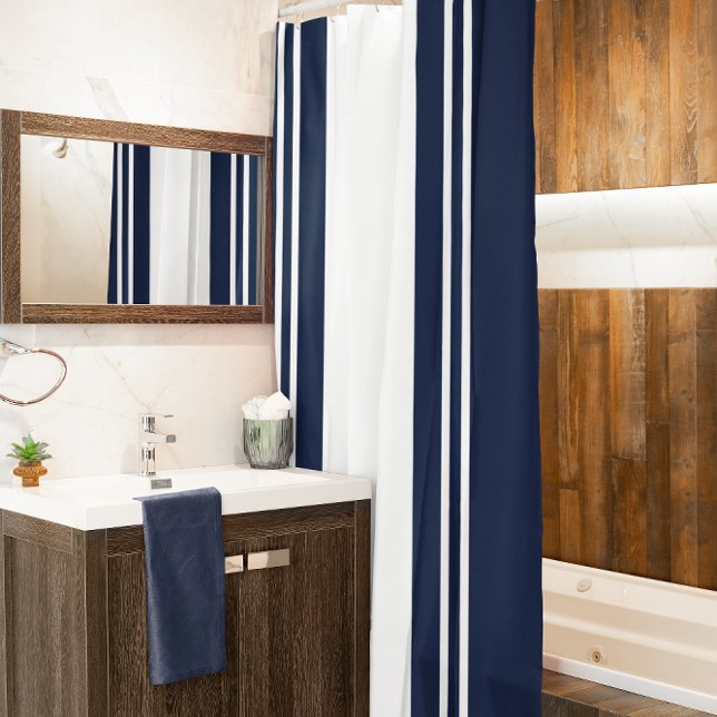 Navy Blue and White Shower Curtain (Creator Uploaded)