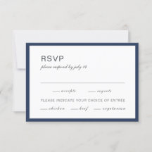 Navy blue and white. Simple Formal Wedding RSVP