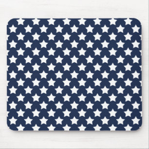Navy Blue and White Stars, Starry Pattern Mouse Mat