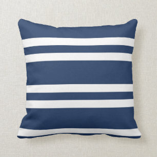 Navy Blue and White Stripe Cushion