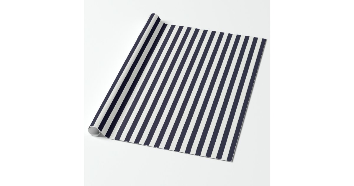 Navy Blue and White Stripe Gift Wrapping Paper Zazzle